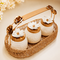 Premium 3 Jar Set with Rose Gold Basket – Elegant Return Gift Hamper