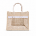 Premium Jute Return Gift Bag with Transparent Window – 10 x 8 Inch