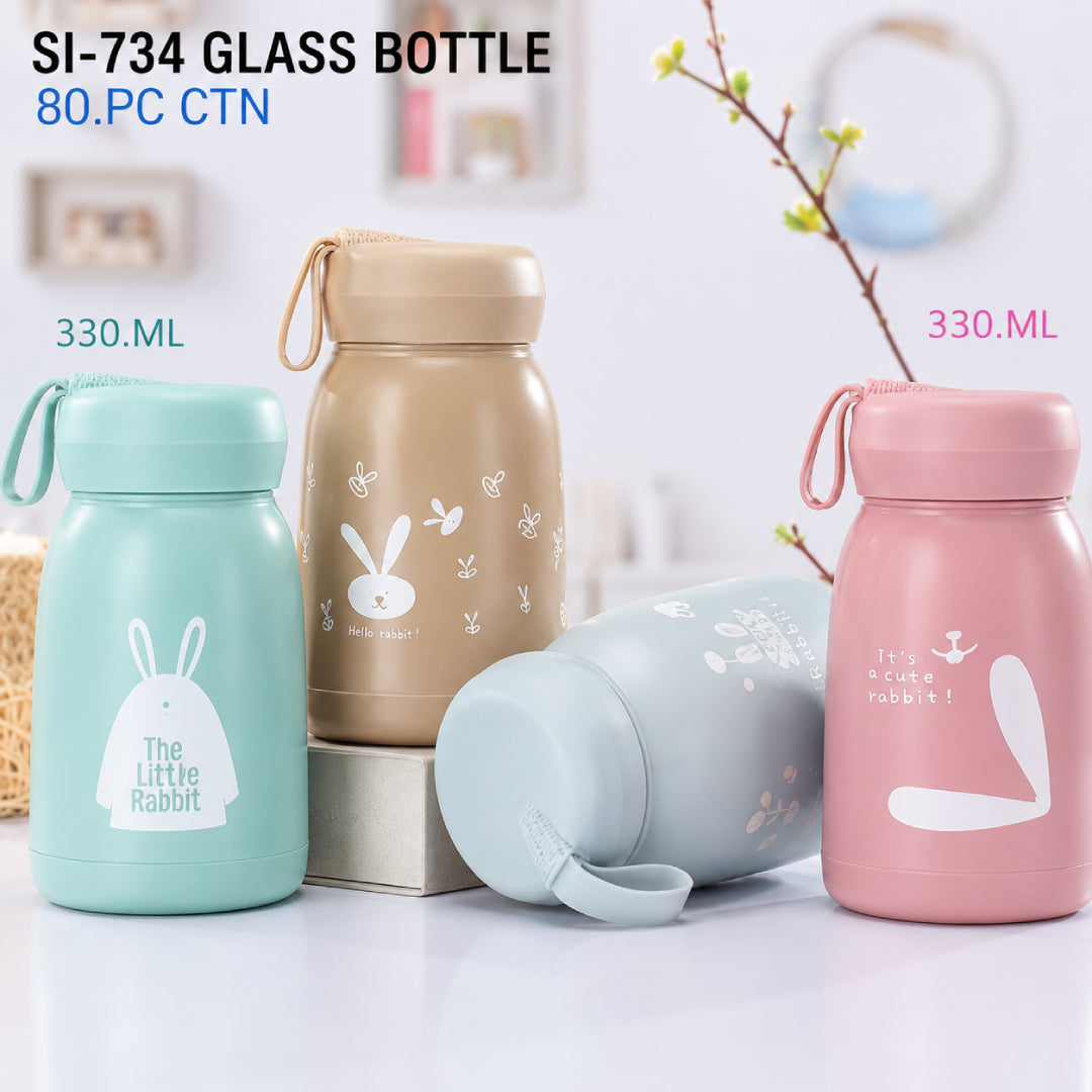 Rabbit Glass Water Bottle 330ml